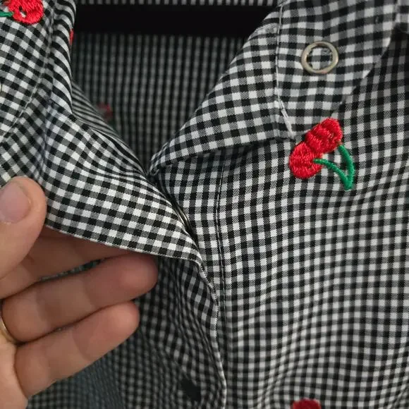 Hemet Cherry Gingham Button Front Top Size 3X – Rockabilly, Pinup, Cottagecore - Picture 5 of 7